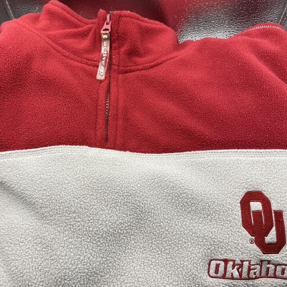 Oklahoma Sooners Pullover FLEECE Jacket  Quarter Zip Size XL EUC  B9-36